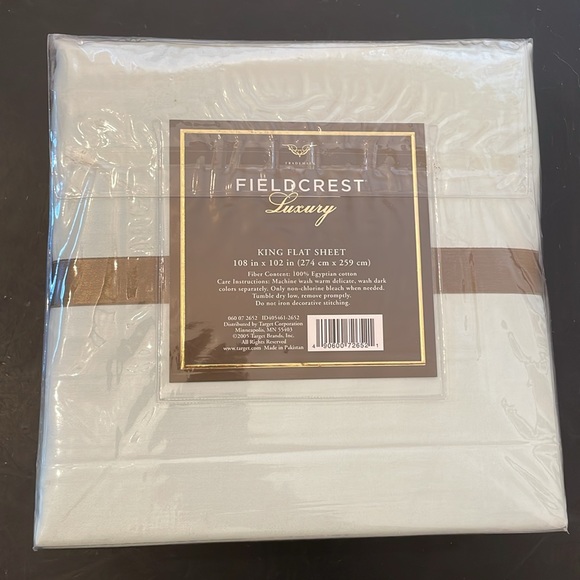 Fieldcrest Luxury King Flat Sheet Egyptian Cotton, 400-Thread Count, Mint Green - Picture 2 of 2